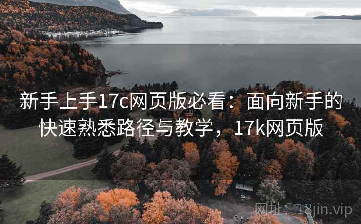 新手上手17c网页版必看：面向新手的快速熟悉路径与教学，17k网页版