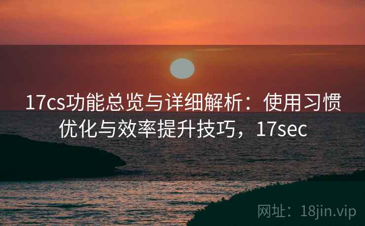 17cs功能总览与详细解析：使用习惯优化与效率提升技巧，17sec