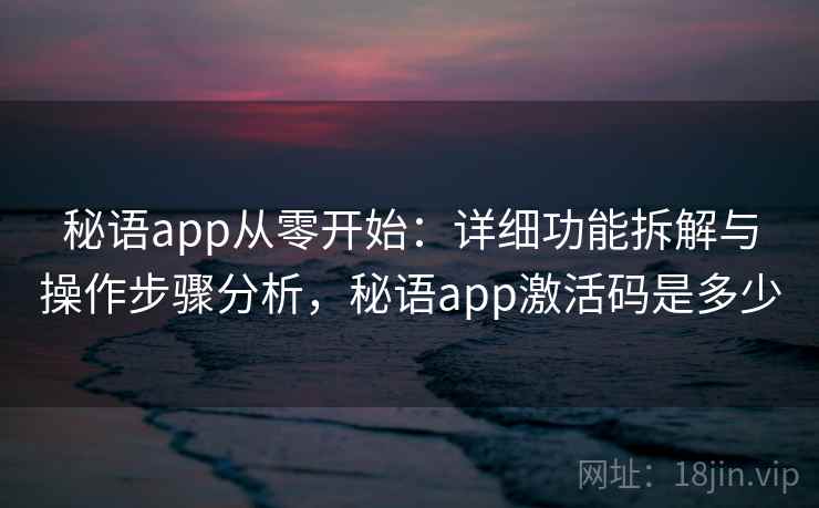 秘语app从零开始：详细功能拆解与操作步骤分析，秘语app激活码是多少